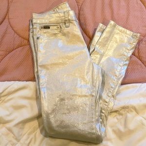 like new silver skinny jeans